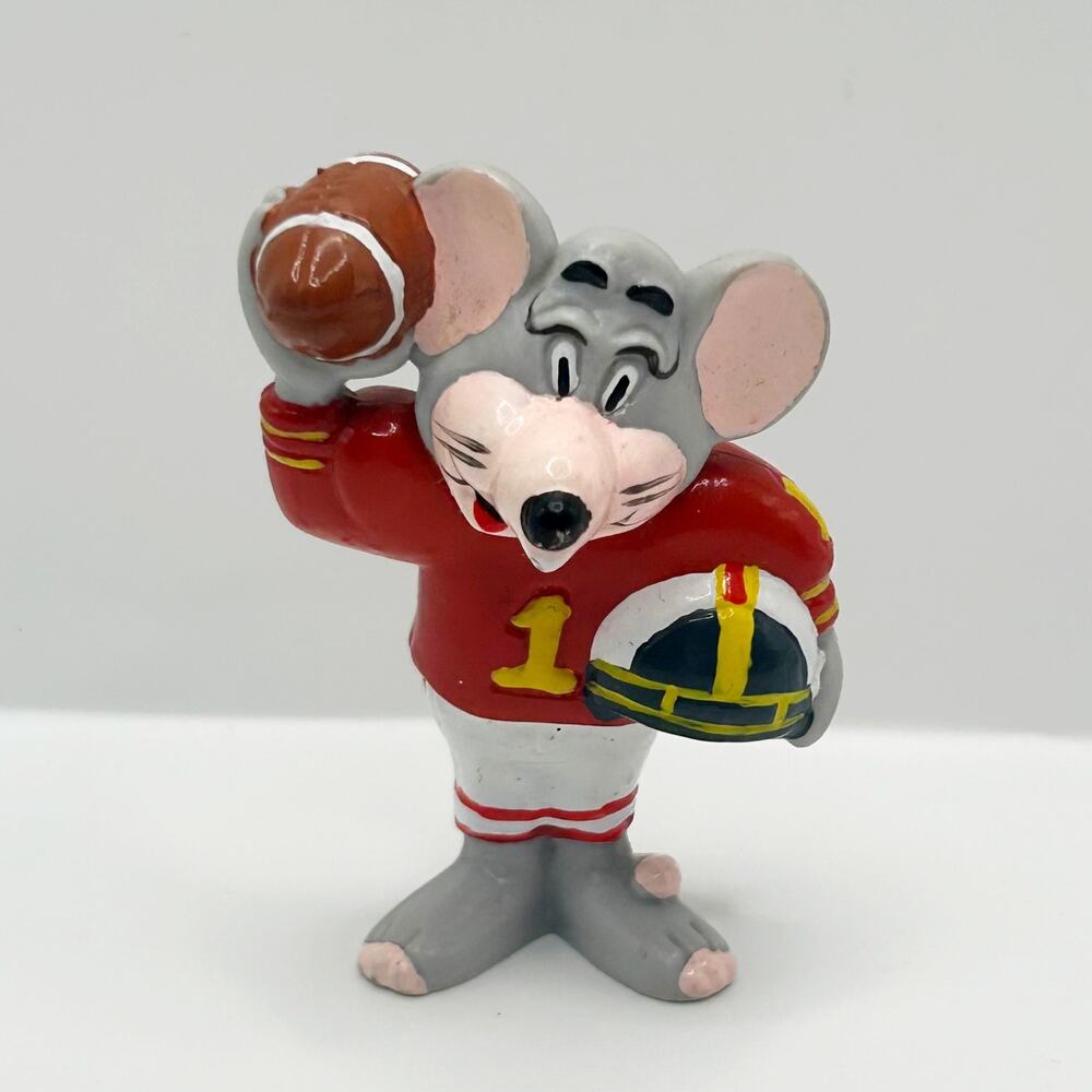 Vintage Chuck E Cheese with Football 2.5" PVC Figure 1986 Showbiz Pizza